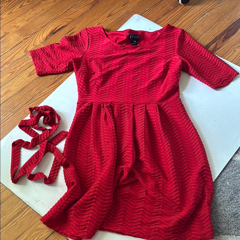 Enfocus Studio Red Textured Casual Dress